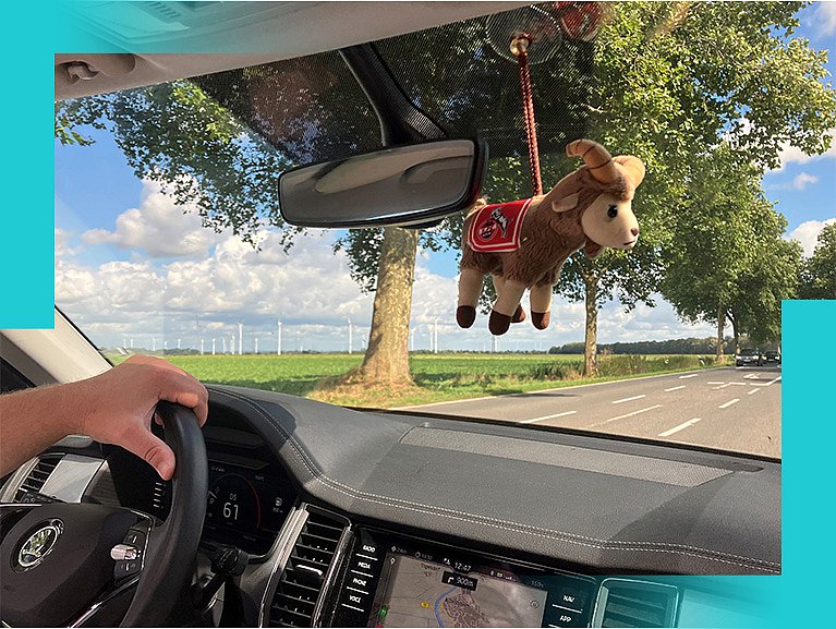 Bild aus der Windschutzscheibe eines Auto hinaus