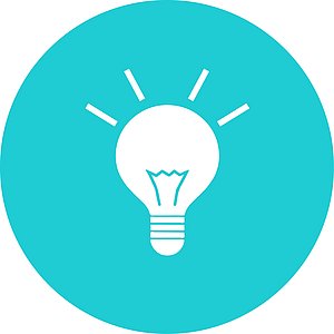 Icon, weiße Glühbirne auf türkisem Kreis